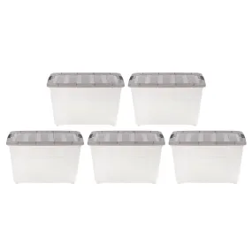 13 Gallon Stack & Pull® Clear storage Box, Lid Gray, pack of 5