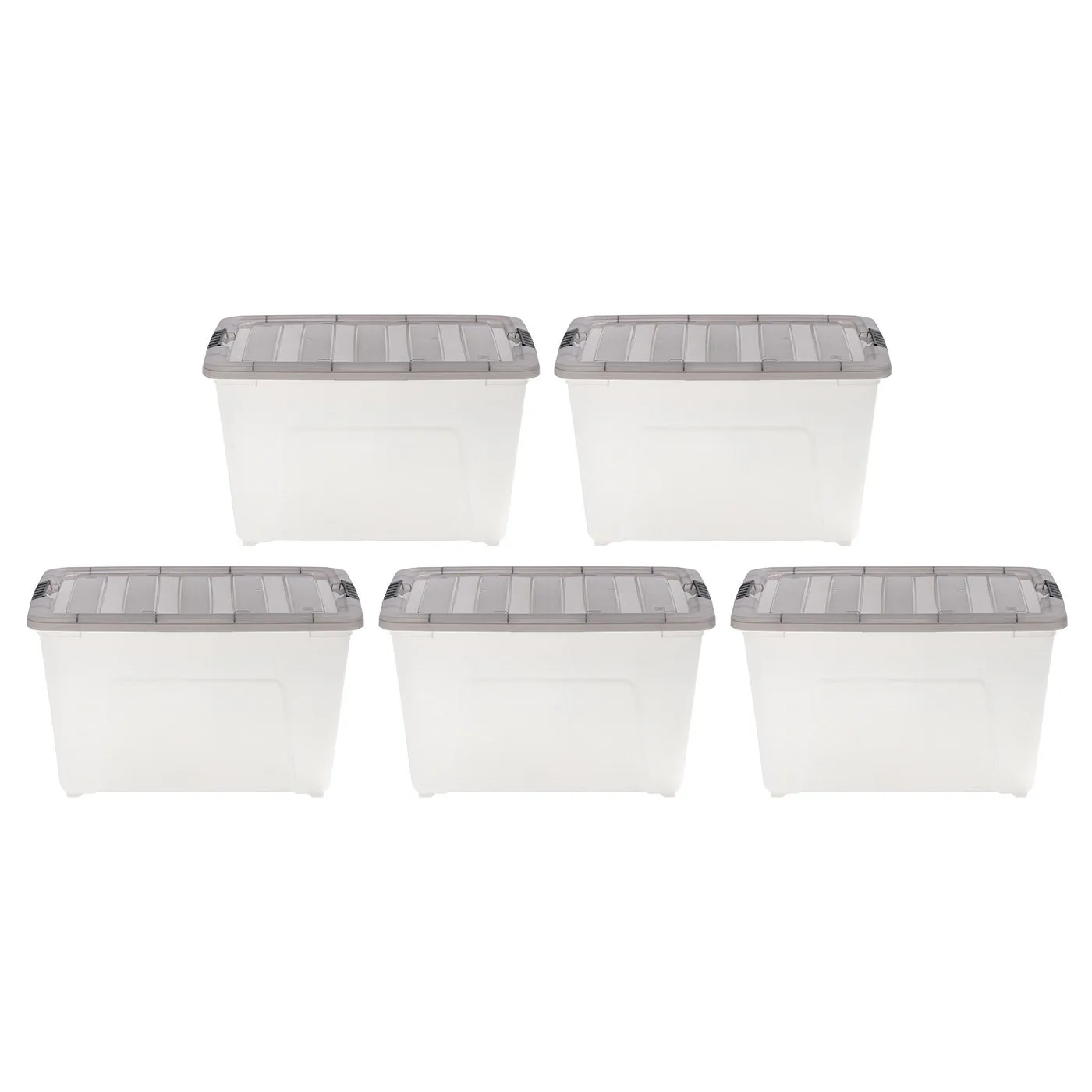 13 Gallon Stack & Pull® Clear storage Box, Lid Gray, pack of 5