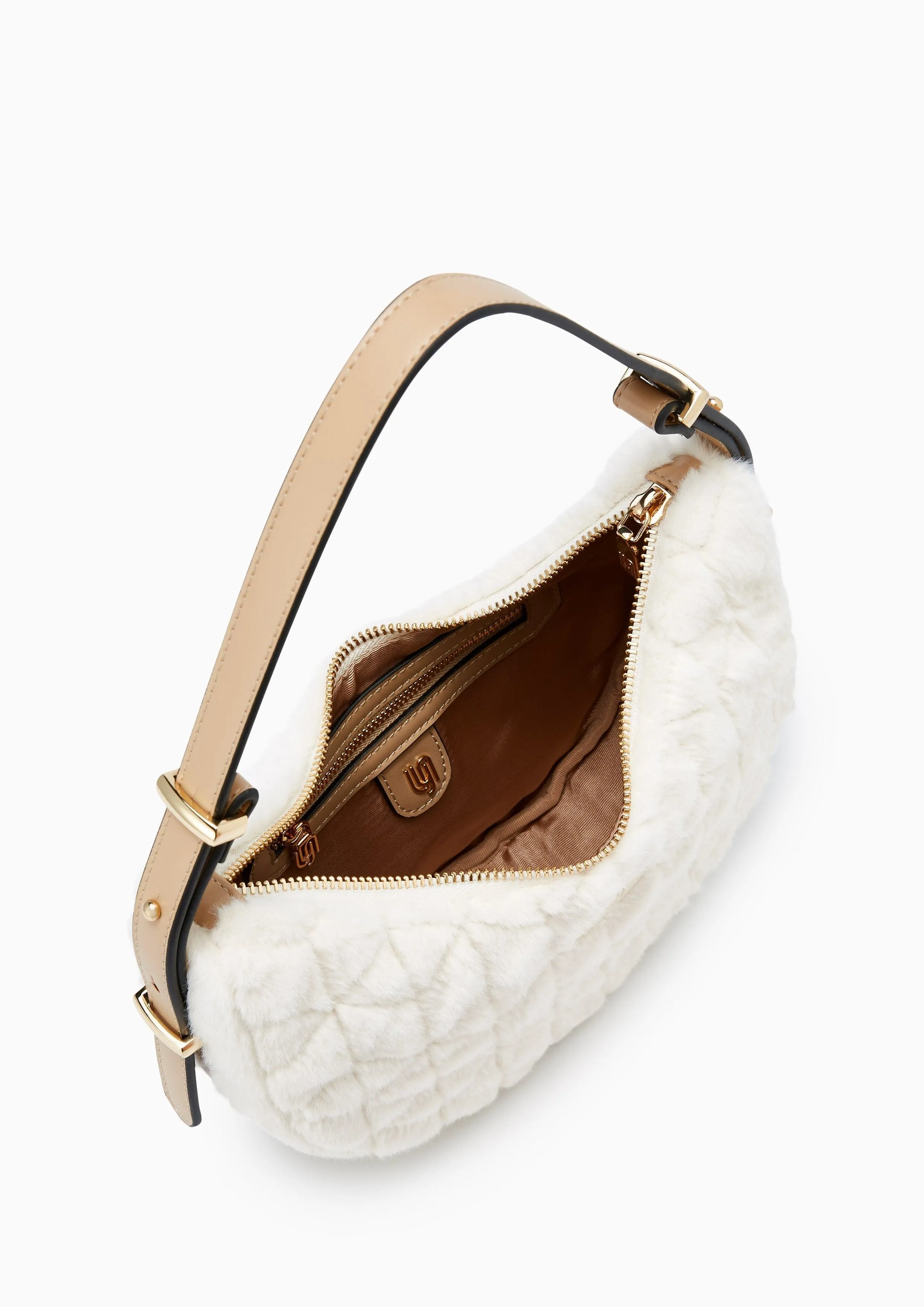 Abbey Fur Inf Shoulder Bag M Off-White