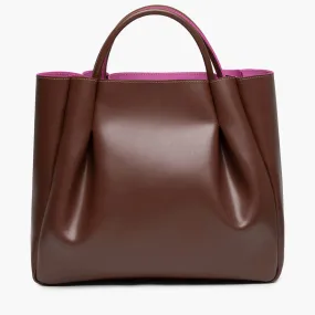 Amalfi Large Leather Tote Bag - Chocolate