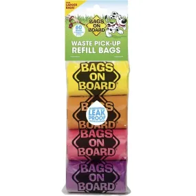 Bags on Board Waste Pick-up Bags Refill Yellow, Pink, Purple, Blue 60ct