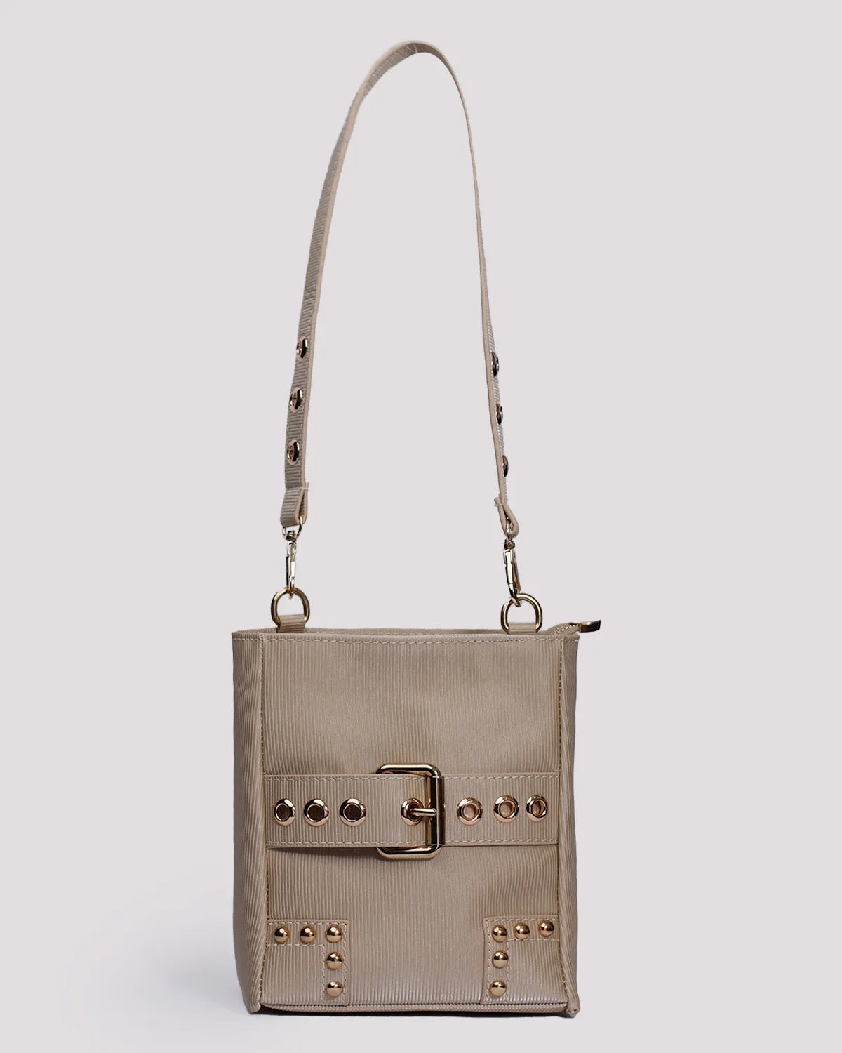 Beige Faux-Bucket Bag