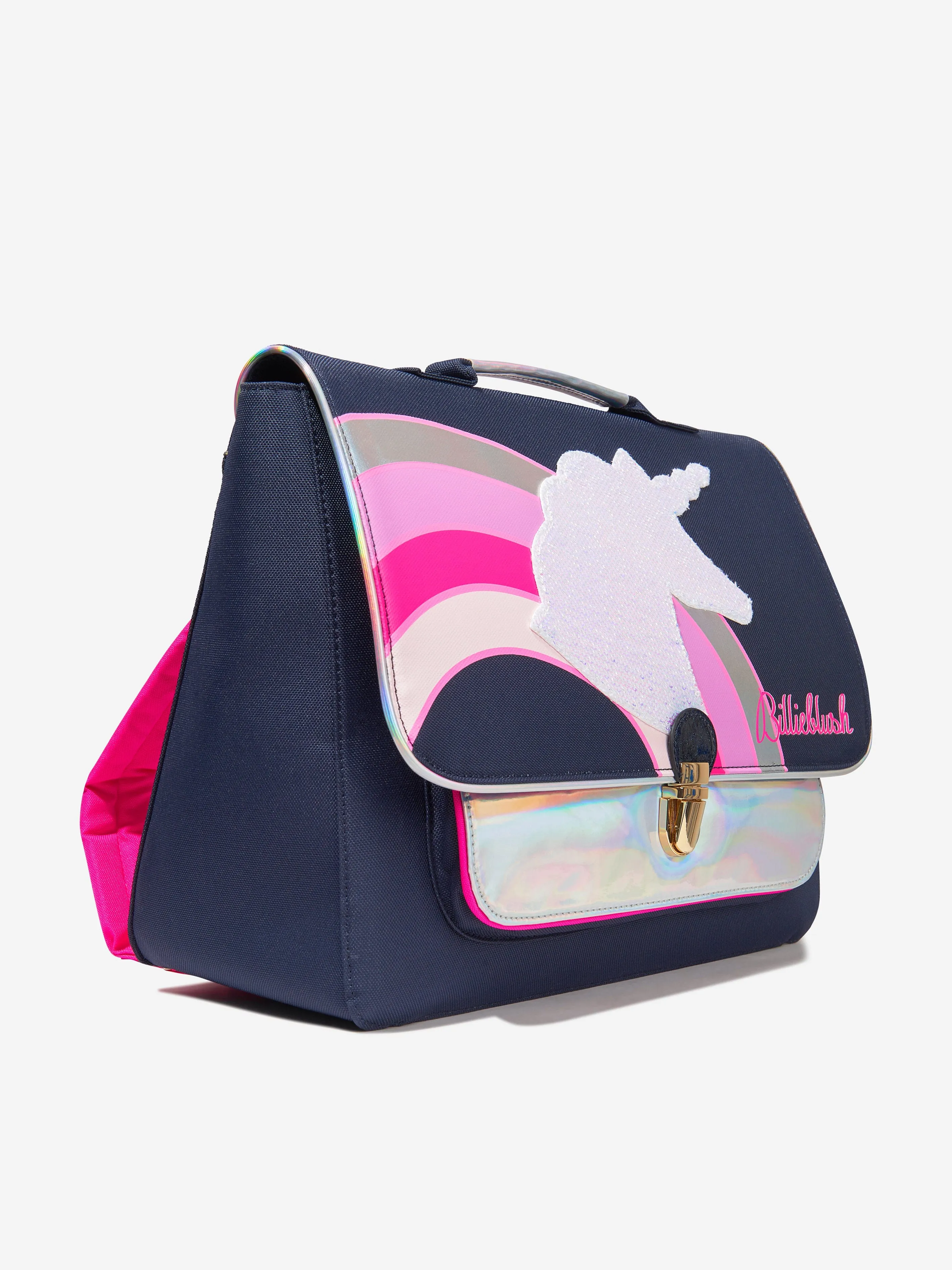 Billieblush Girls Sequin Unicorn Satchel in Navy