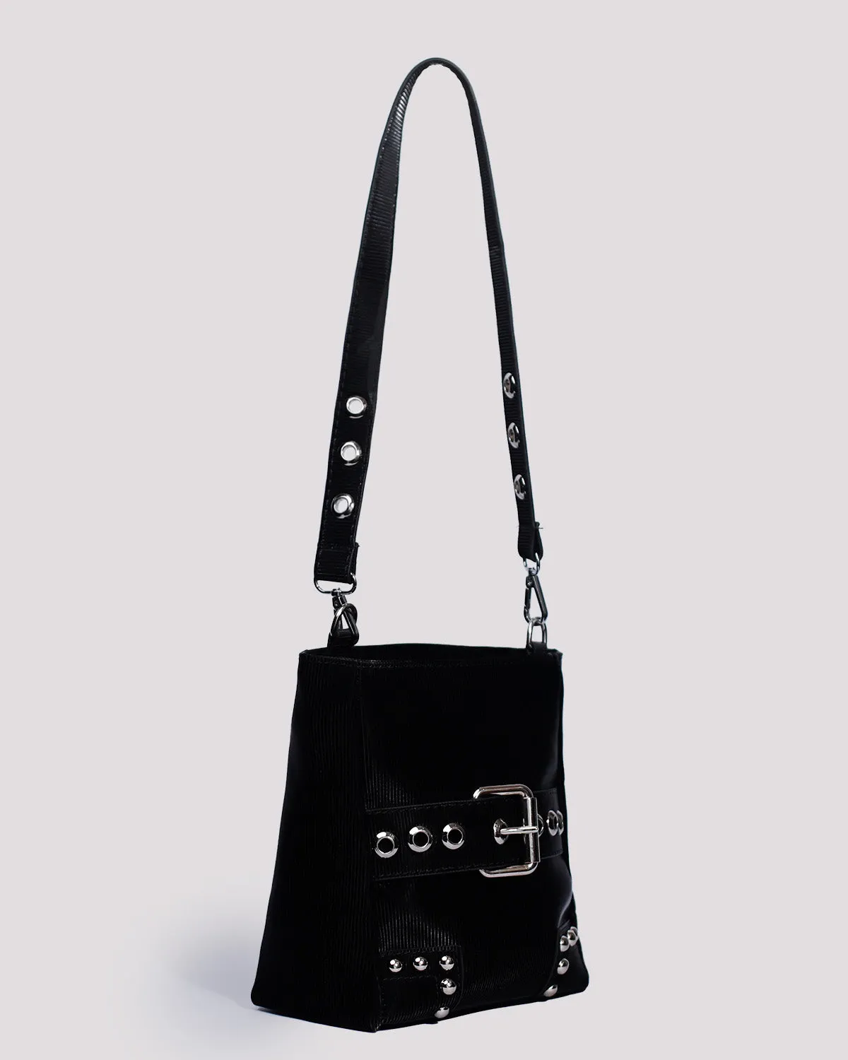 Black Faux-Bucket Bag