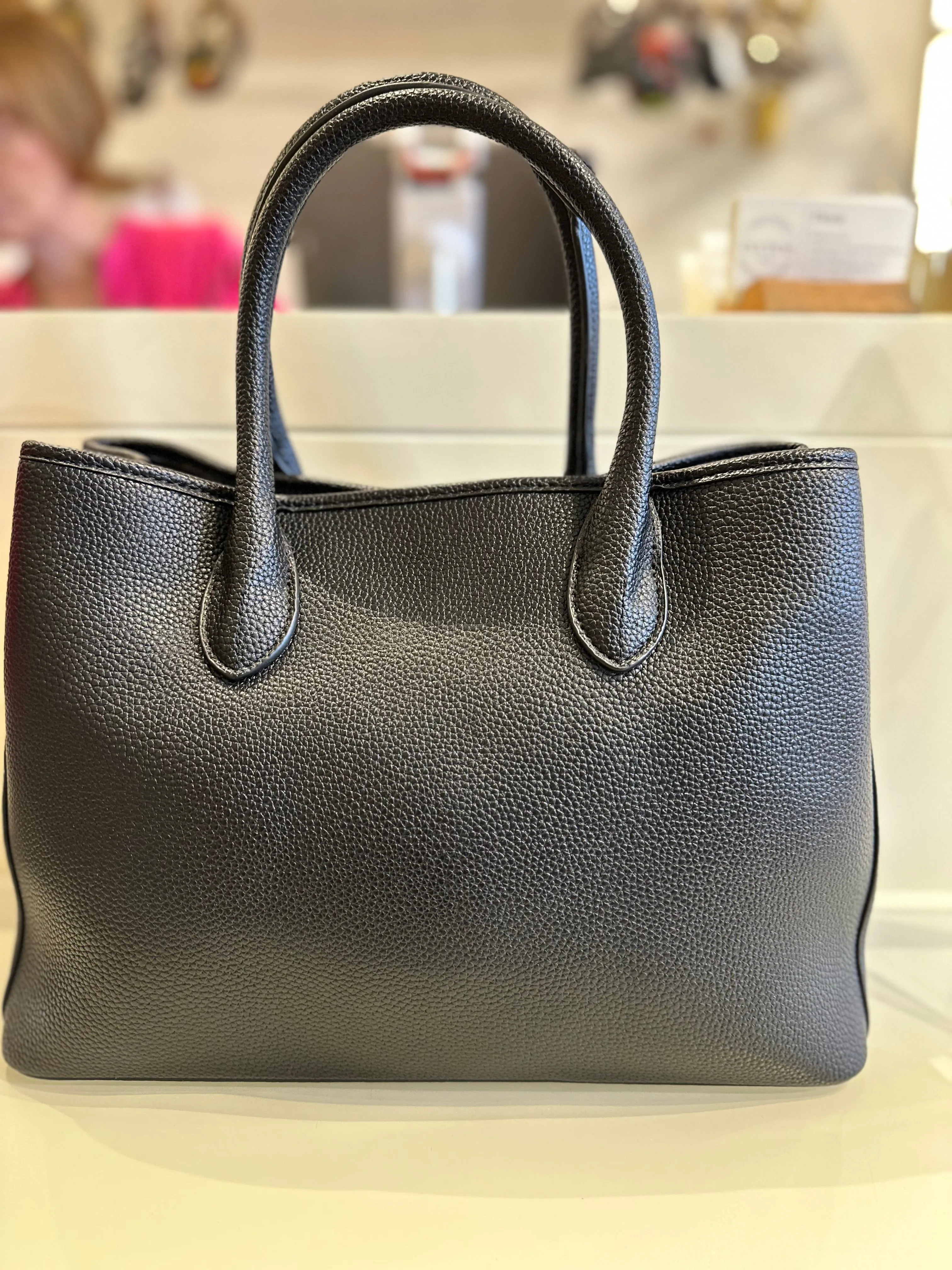 Black Leather Working Tote