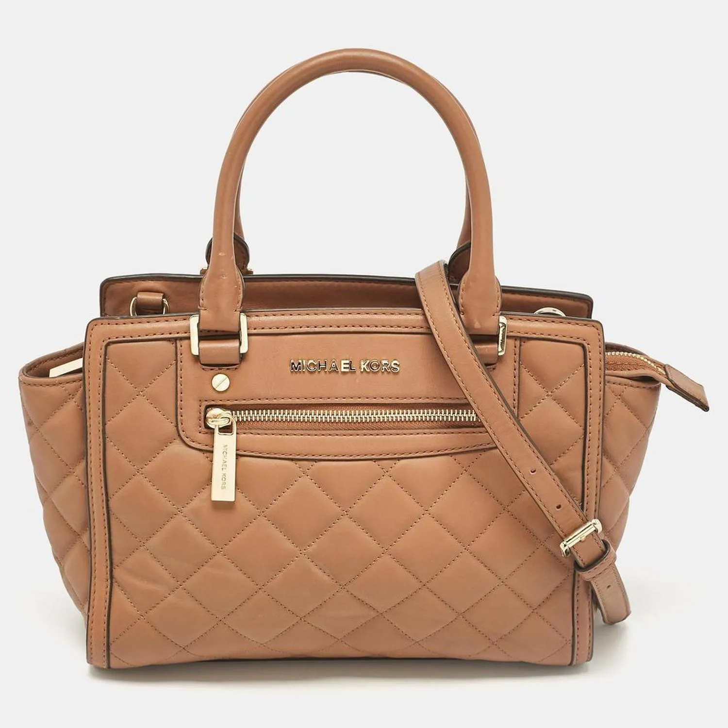 Brown Quilted Leather Selma Satchel