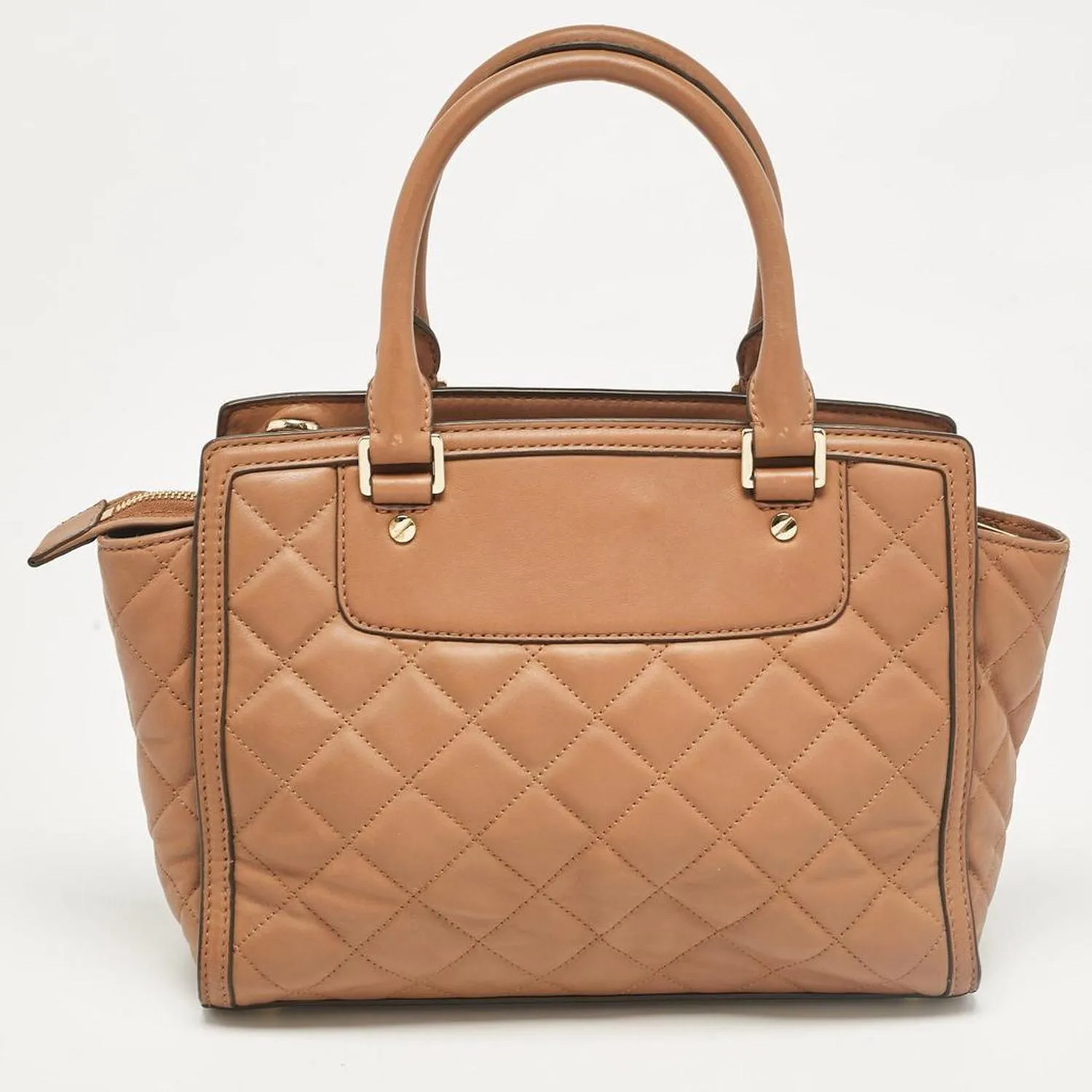 Brown Quilted Leather Selma Satchel