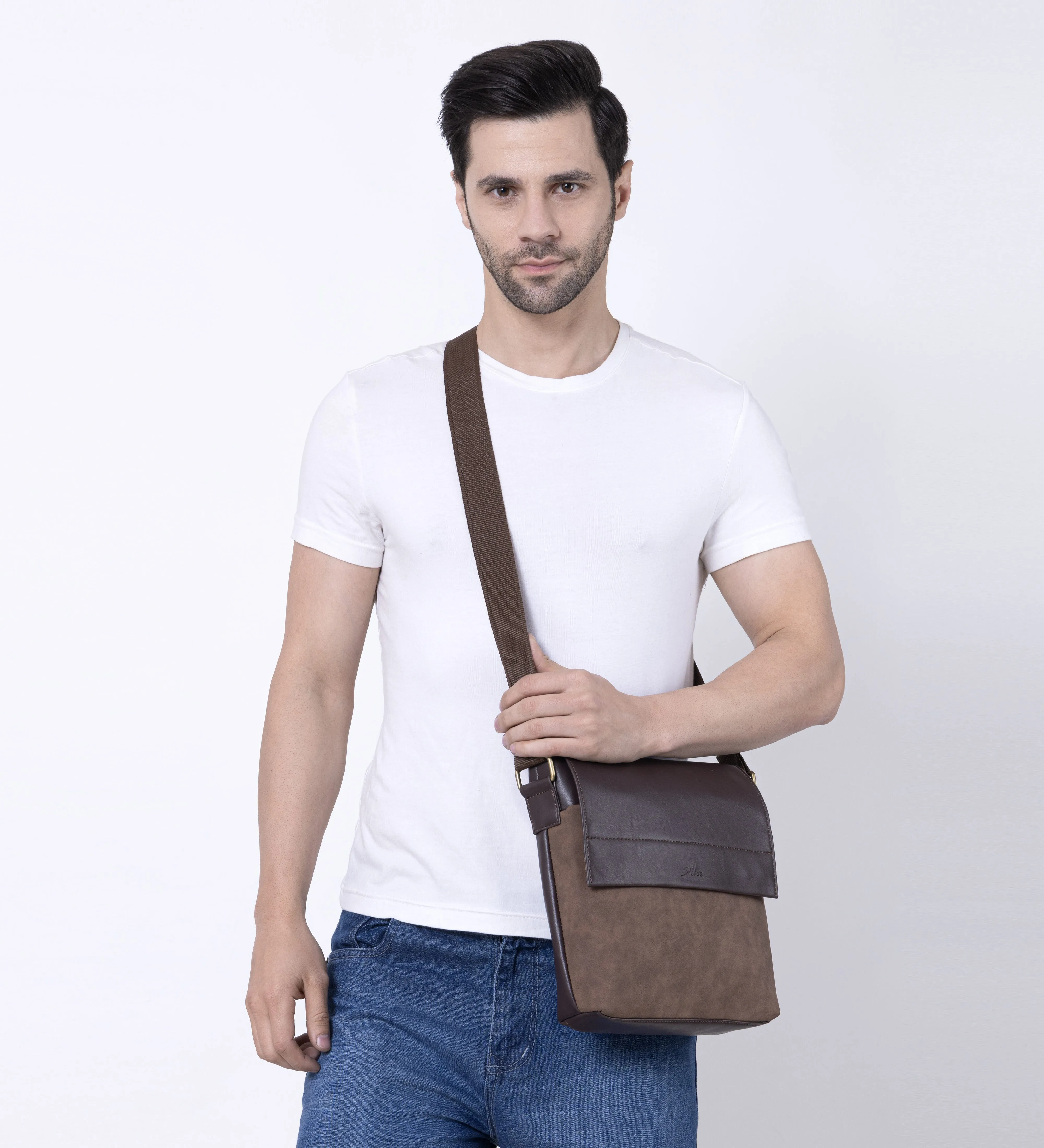 Brown Spacious Mens Messenger Bag