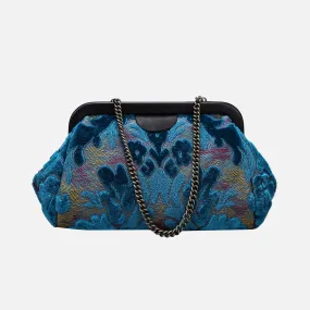 Burnout Velvet Aqua Blue Evening Bag Clutch