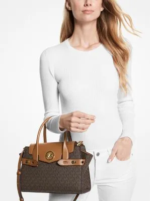 Carmen Medium Logo and Faux Leather Belted Satchel