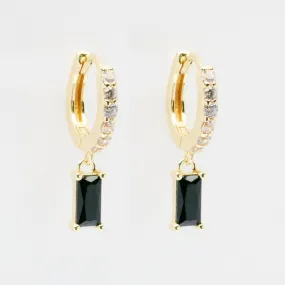 Carrie Gold Drop Baguette Huggie Earrings