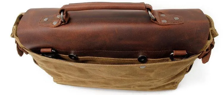 Casual Canvas Travel Messenger Bag-Brown