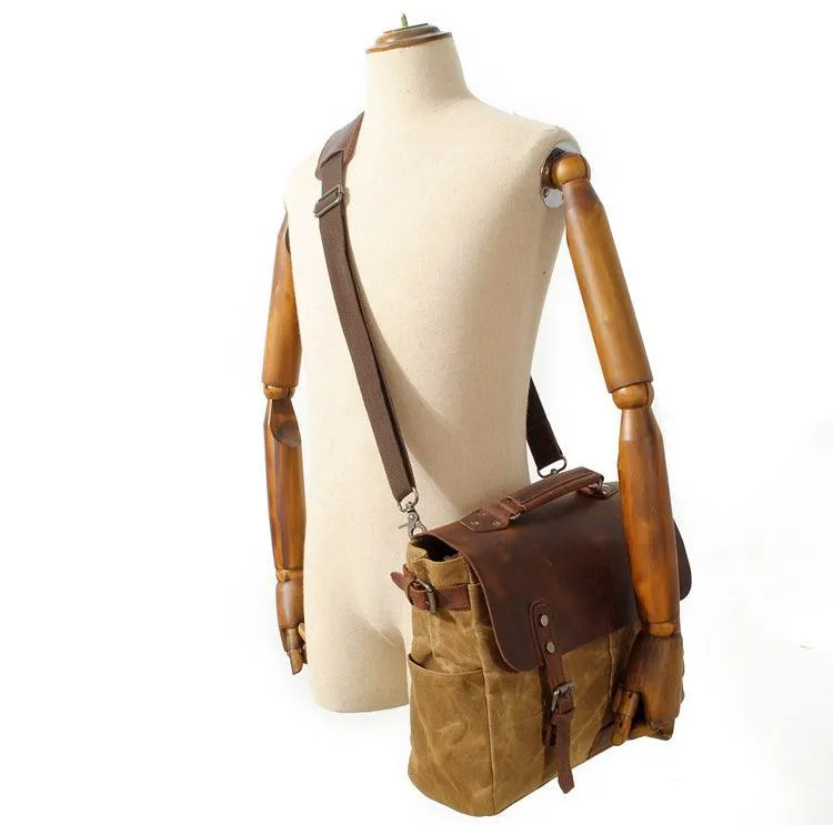 Casual Canvas Travel Messenger Bag-Brown