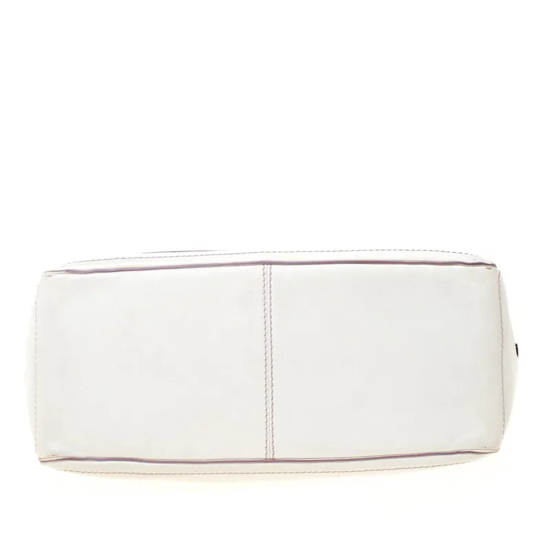 Celine White/Lavender Leather Boogie Tote