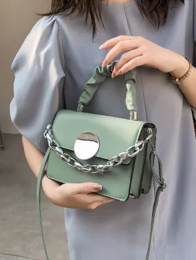 Chain Decor Flap Satchel Bag