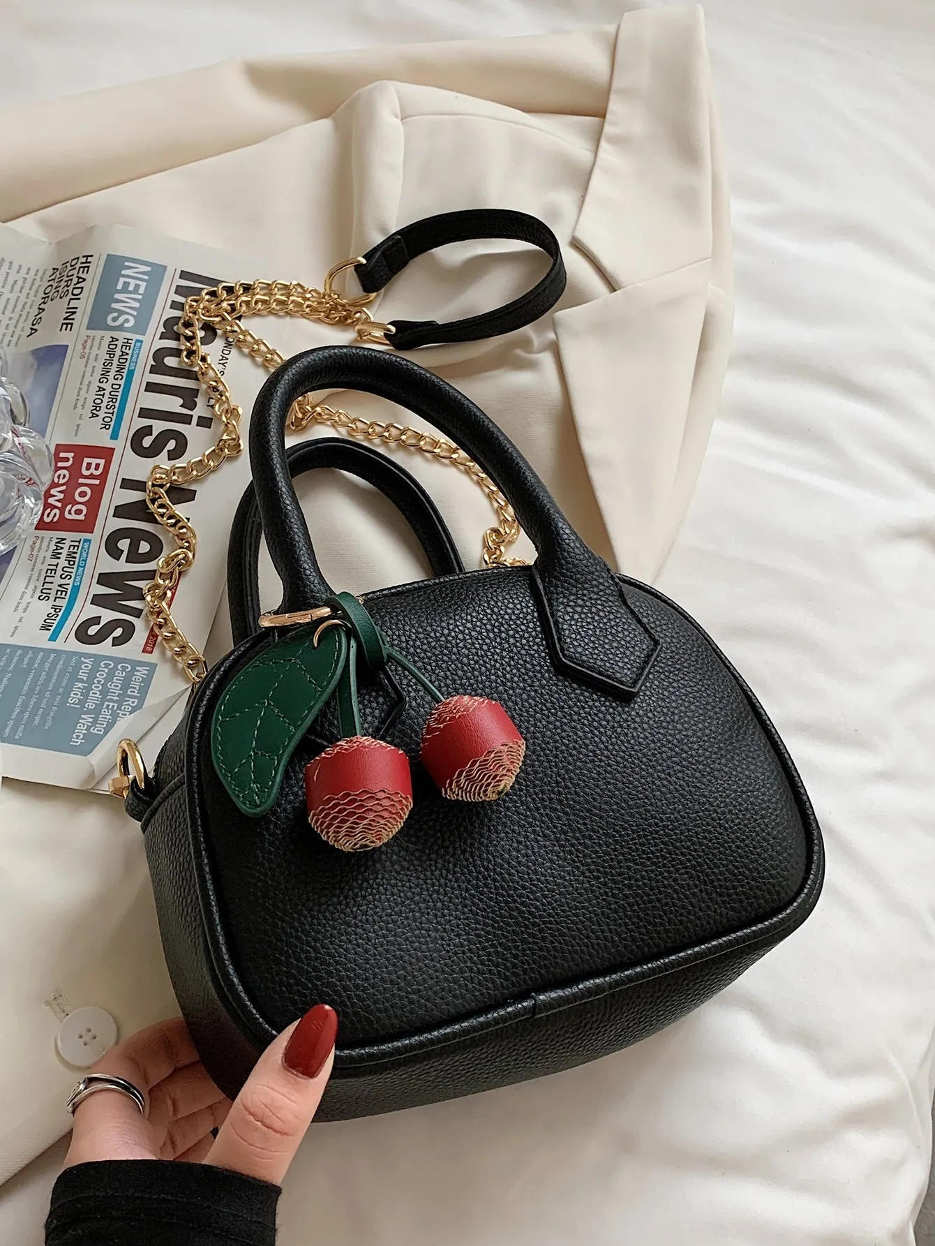 Cherry Decor Satchel Bag