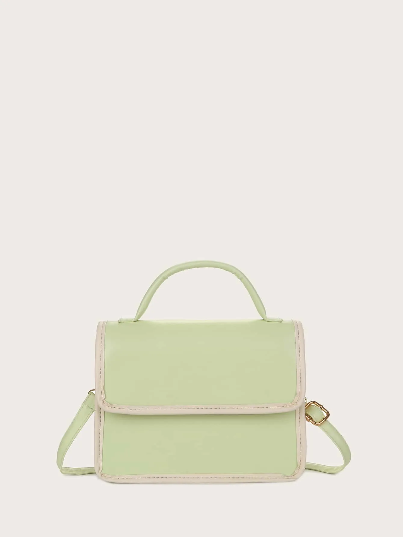 Contrast Binding Flap Satchel Bag