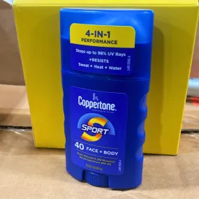 Coppertone Sunscreen Stick Sport 40 Face   Body SPF 40 1.5OZ (95 Pcs Lot)