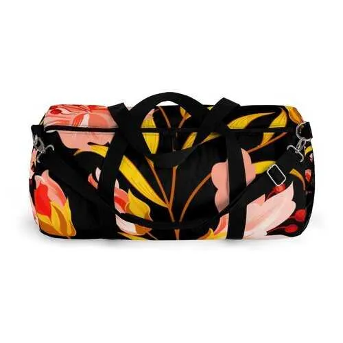 Duffel Bag, Pink Gold Floral Pattern