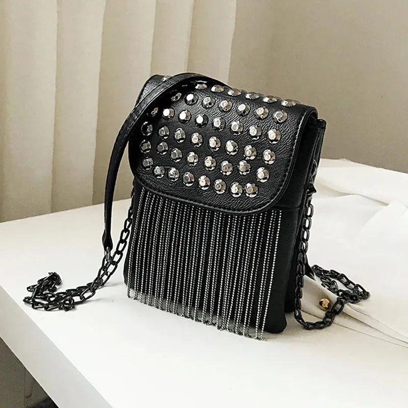 Fashion Women's Shoulder Bag with Decorative Chain / Fringe with Diamonds Women's Bag