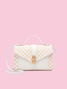 Faux Pearl Decor Geometric Graphic Satchel Bag