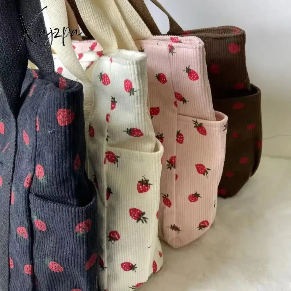 Forest Fresh Corduroy Handbag Sweet and Fashionable Versatile Shoulder Bag Beautiful and Simple Commuter Women's Tote Bag