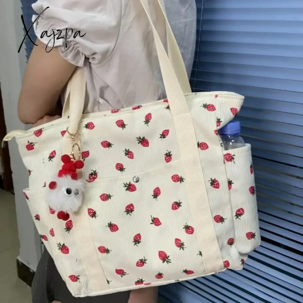 Forest Fresh Corduroy Handbag Sweet and Fashionable Versatile Shoulder Bag Beautiful and Simple Commuter Women's Tote Bag