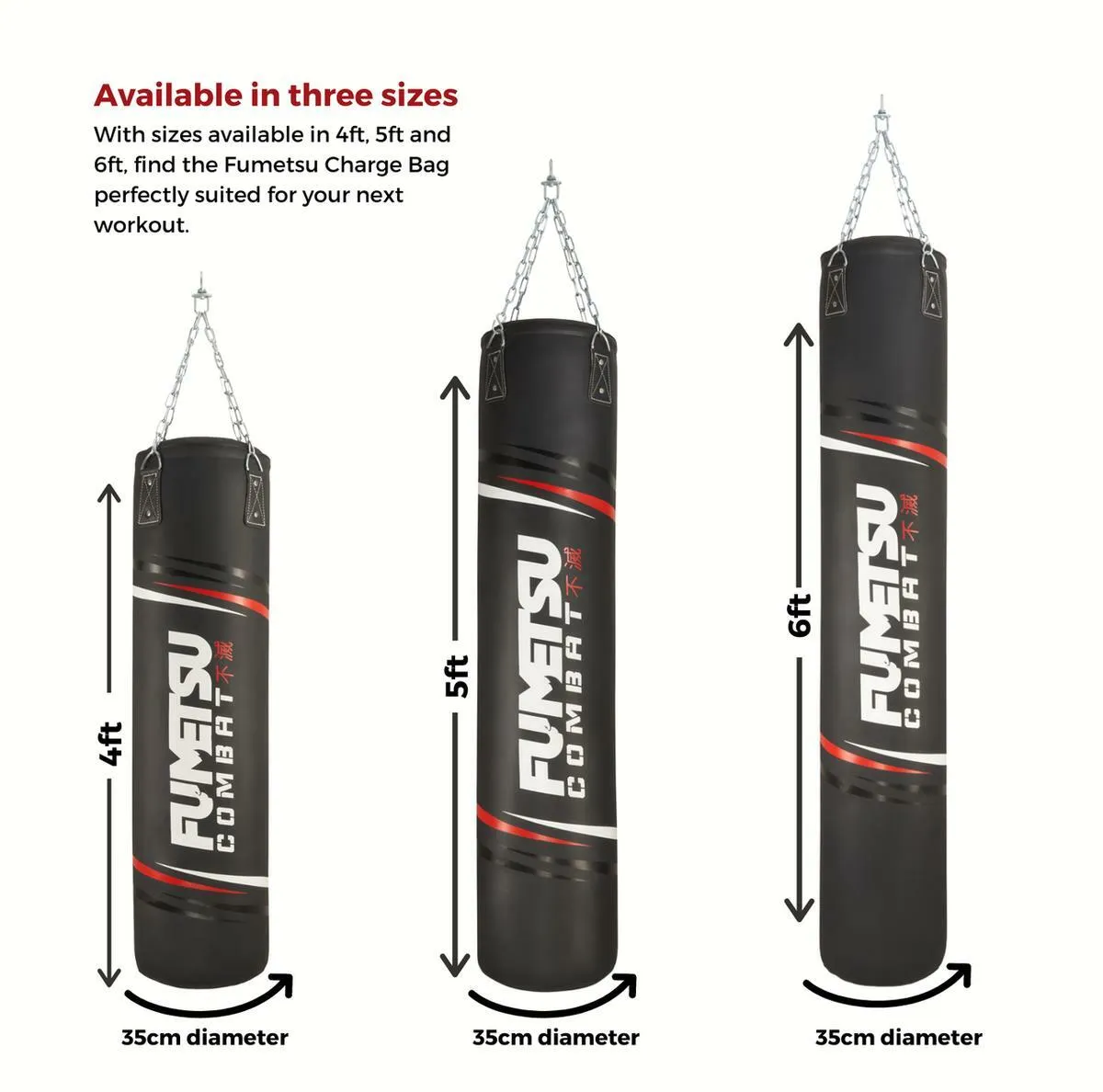 Fumetsu Charge 6ft Punch Bag Black/White/Red