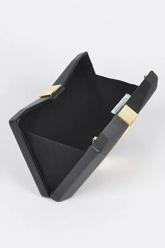 Gold Trim Iconic Bow Inspired Box Clutch