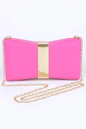 Gold Trim Iconic Bow Inspired Box Clutch