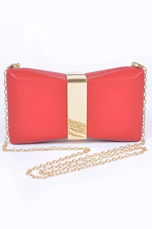 Gold Trim Iconic Bow Inspired Box Clutch