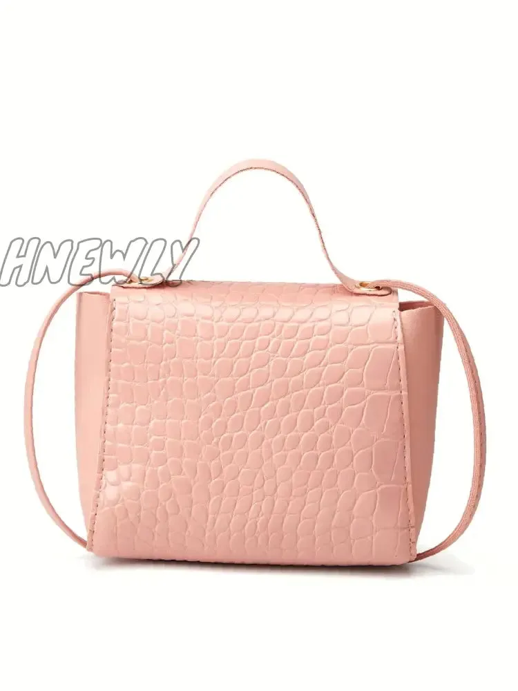 Hnewly - Bow Decor Croc Embossed Satchel Bag  - Women Satchels