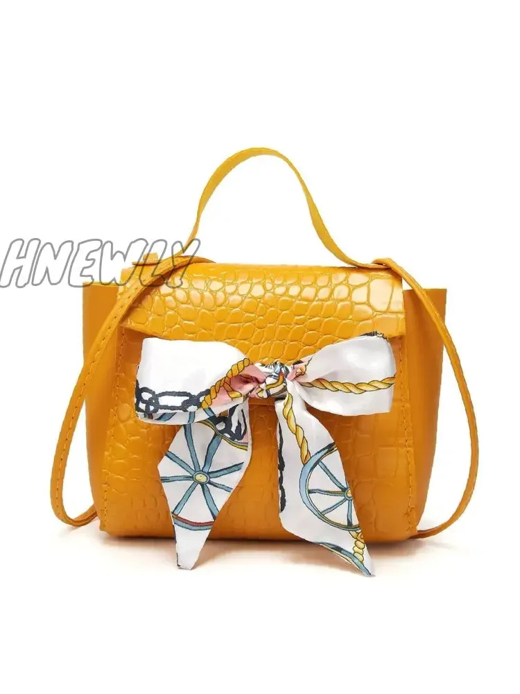 Hnewly - Bow Decor Croc Embossed Satchel Bag  - Women Satchels