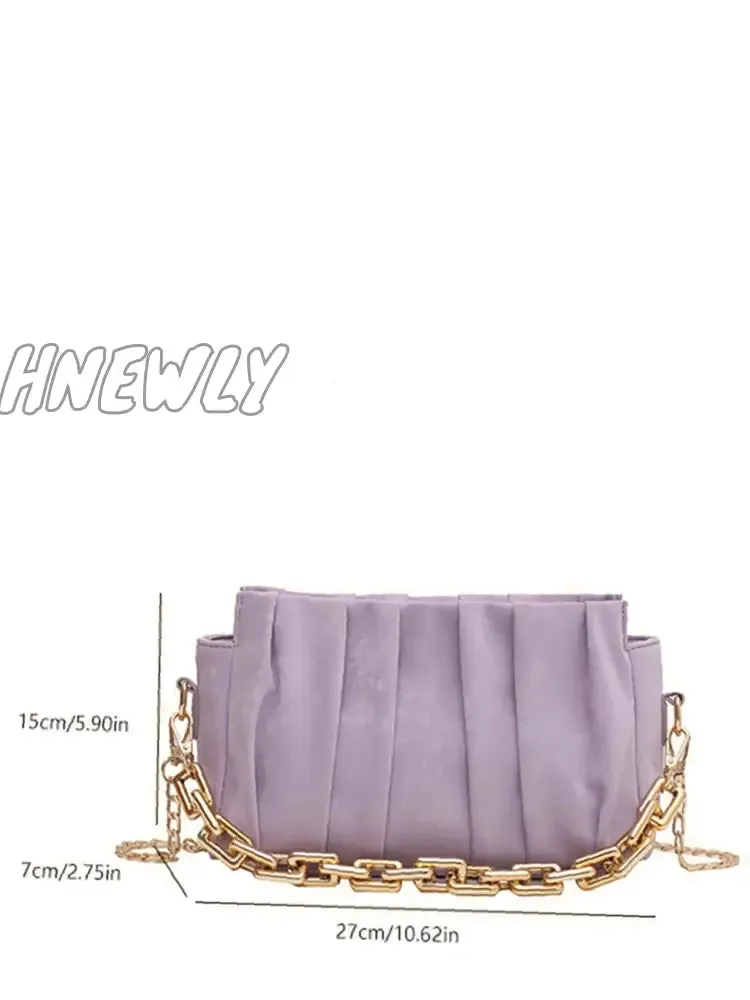 Hnewly - Minimalist Ruched Chain Satchel Bag  - Women Satchels