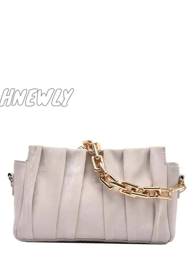 Hnewly - Minimalist Ruched Chain Satchel Bag  - Women Satchels