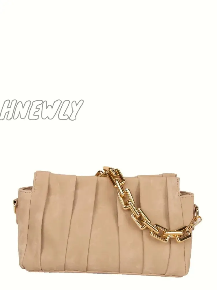 Hnewly - Minimalist Ruched Chain Satchel Bag  - Women Satchels