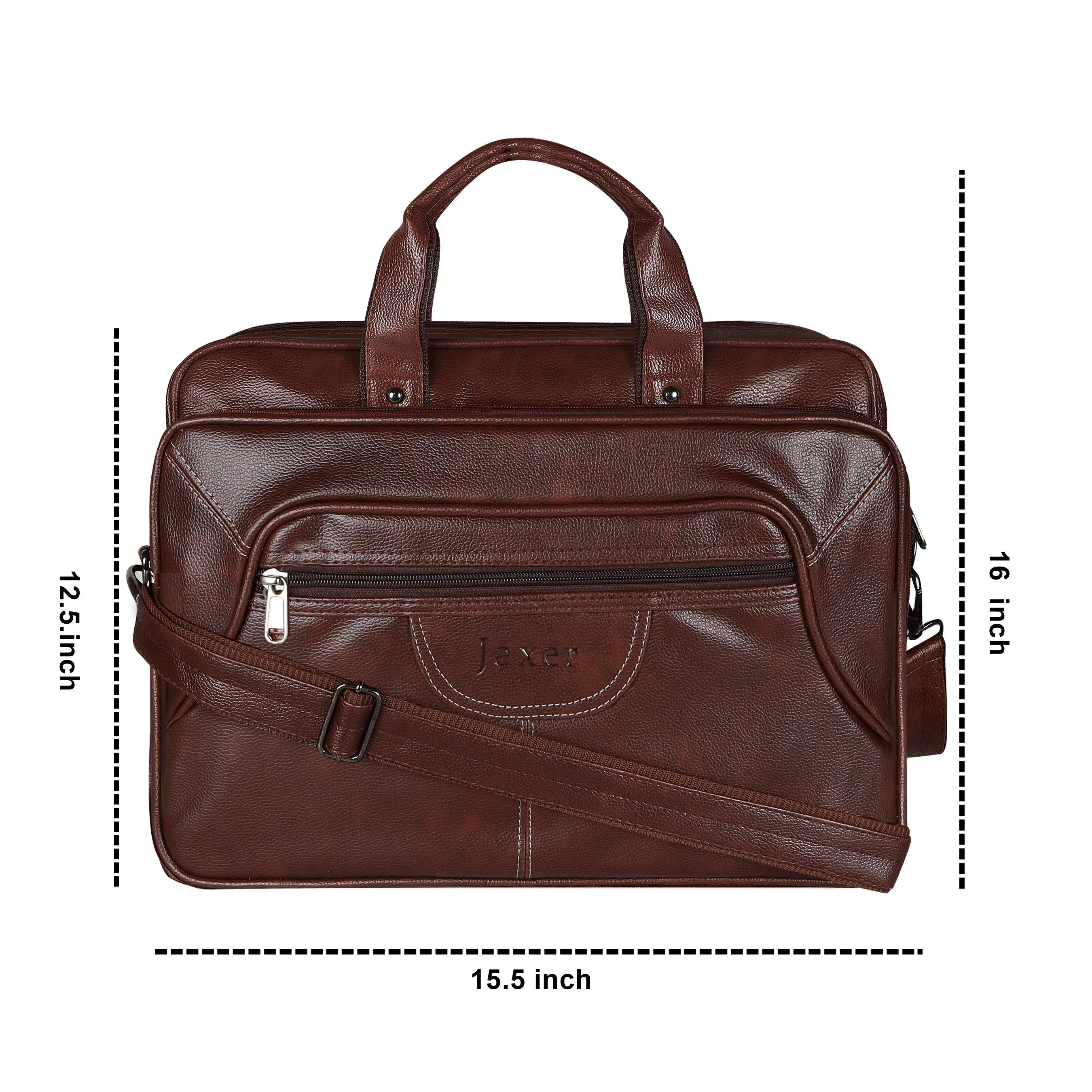 Jaxer Brown Leather Laptop Messenger Bag for Men - JXRMB009