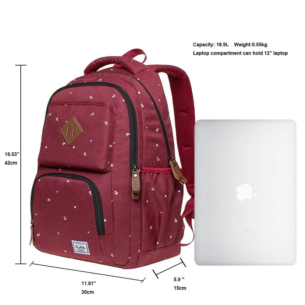 KAUKKO Backpack for School, K8008-1 ( Red / 18.9L )