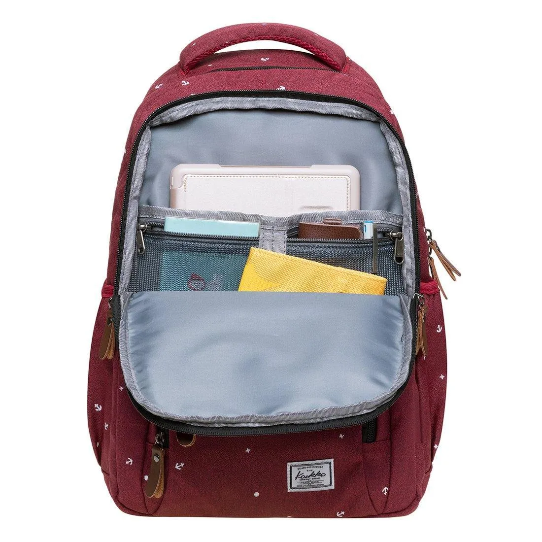 KAUKKO Backpack for School, K8008-1 ( Red / 18.9L )