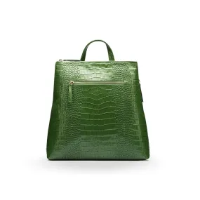 Leather 13" Laptop Backpack - Green Croc