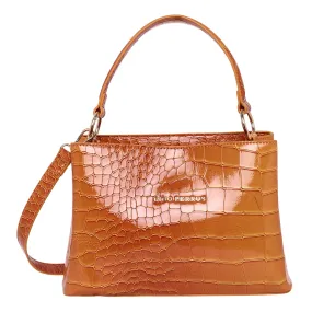 Lino Perros Glossy Tan Textured Satchel