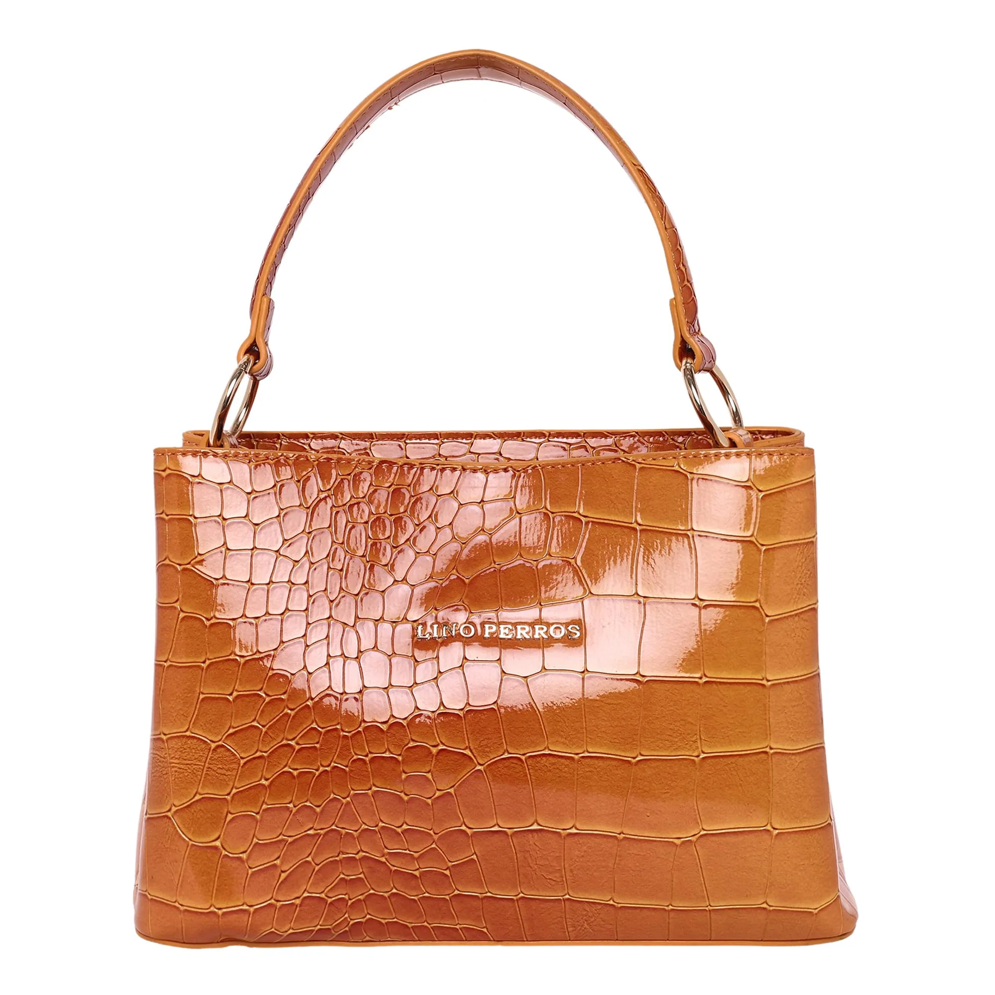 Lino Perros Glossy Tan Textured Satchel