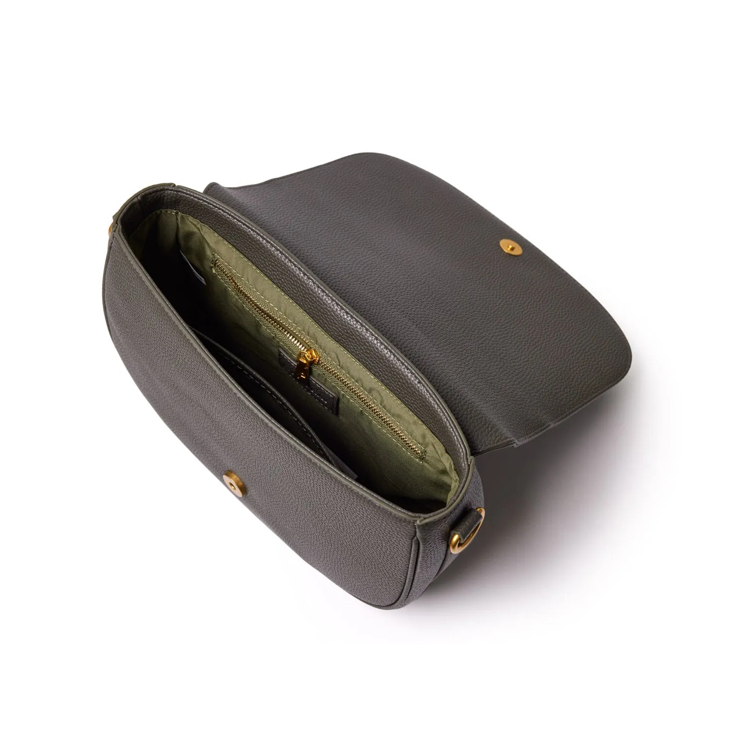 MEDIUM PEBBLE SHOULDER BAG - OLIVE GREEN