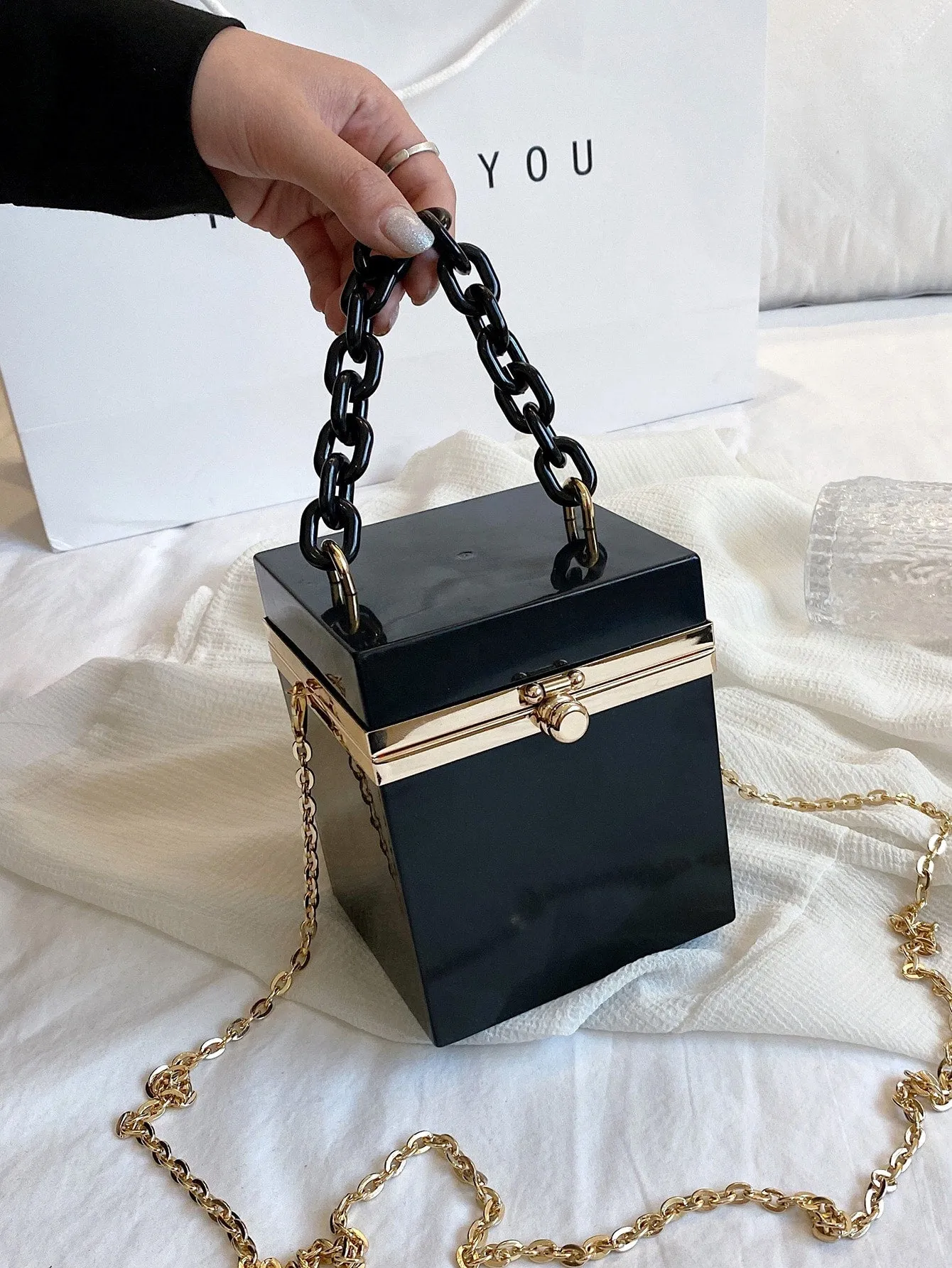 Mini Metal Lock Chain Box Bag