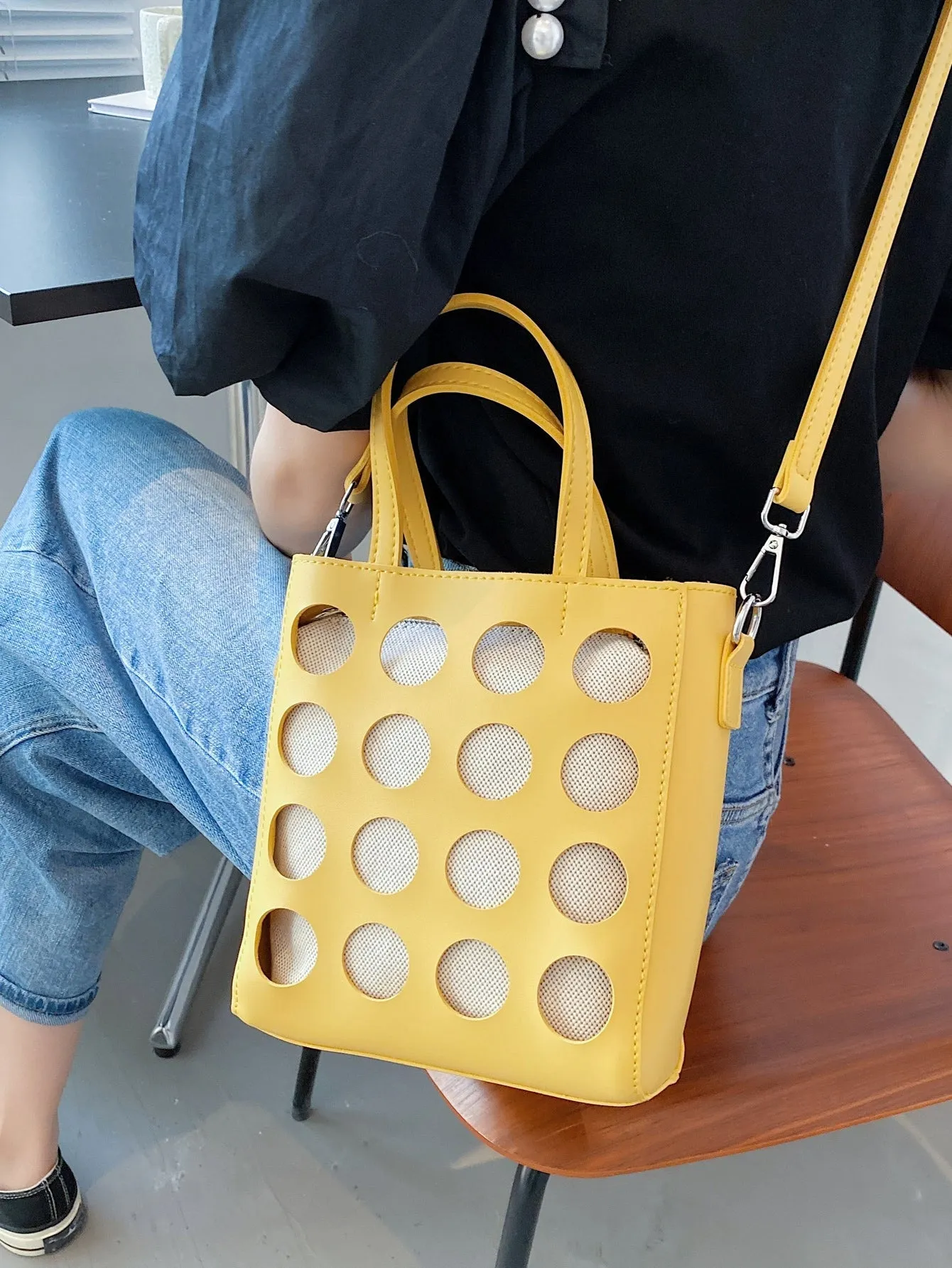 Minimalist Cut Out Satchel Bag