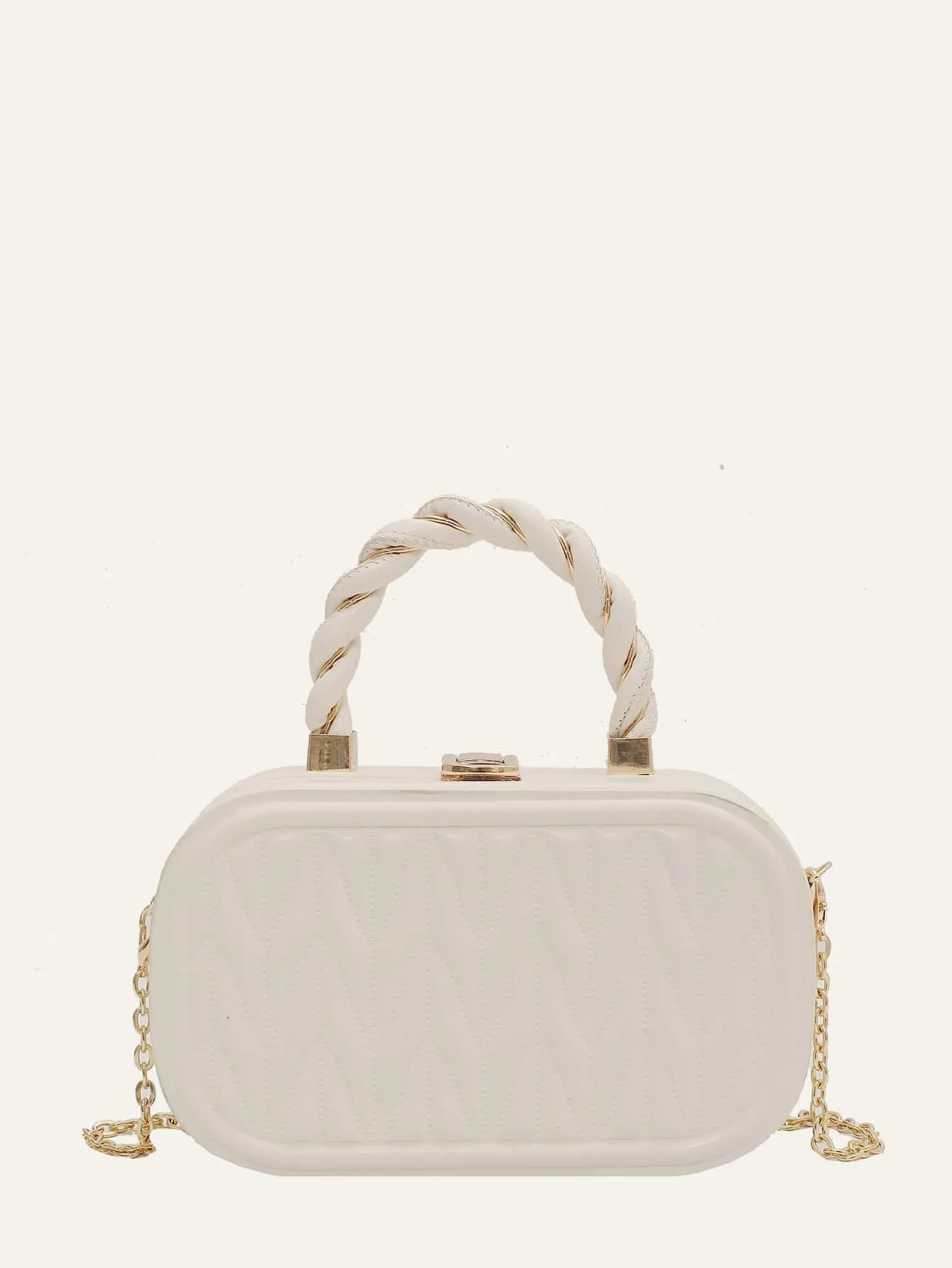 Minimalist Textured Chain Satchel Bag