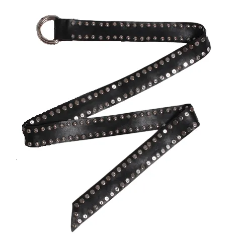 Punk Style Rivets Long Black Belt / Stylish Leather Accessories