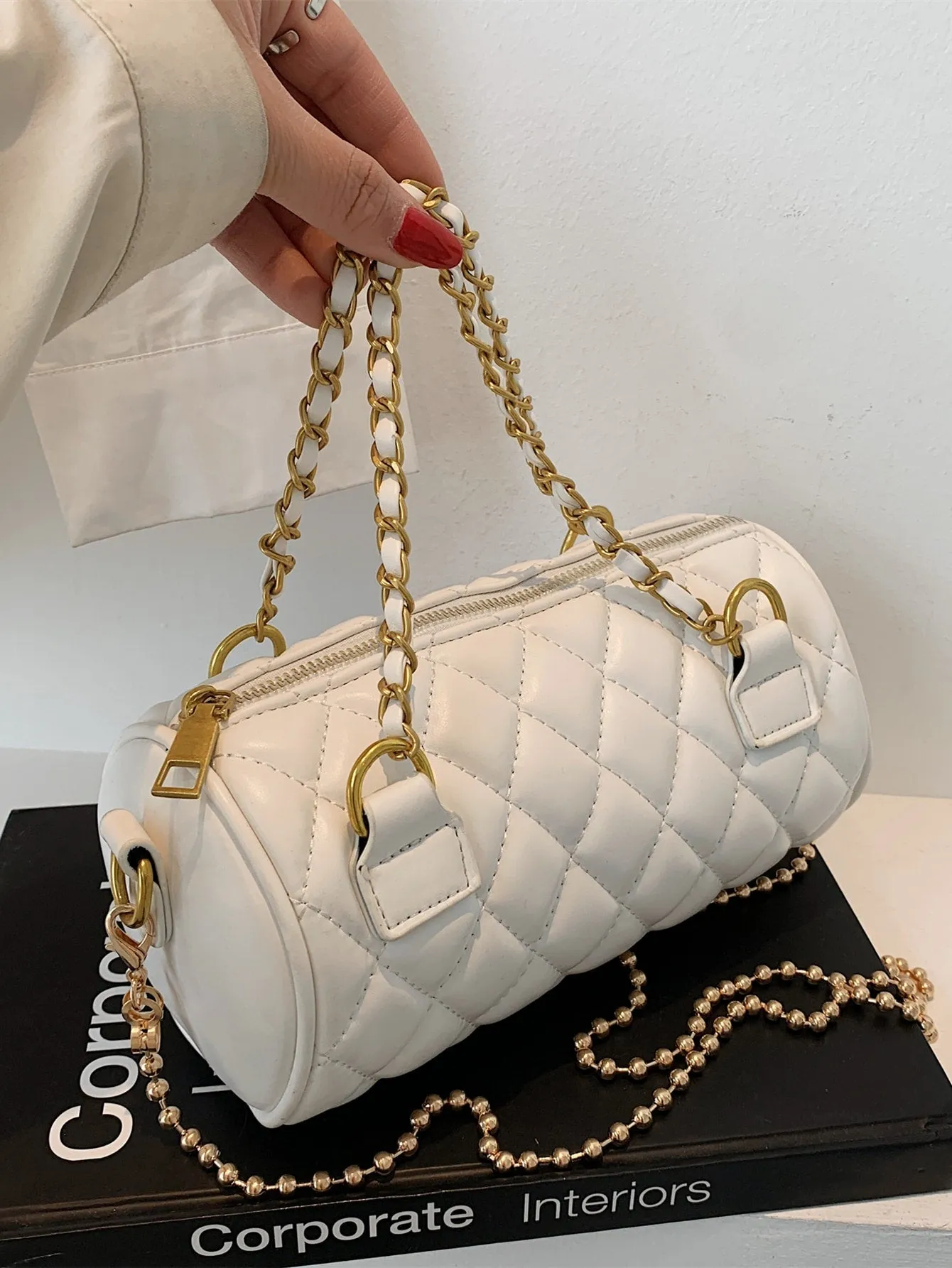 Quilted Chain Satchel Bag