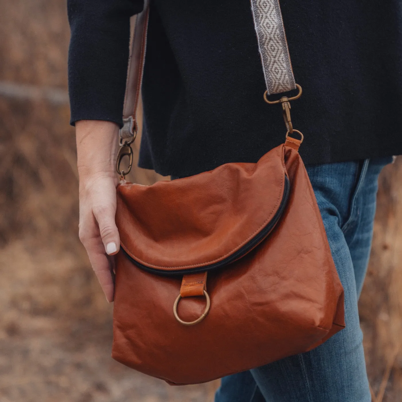 Relaxed Crossbody Backpack in Cognac