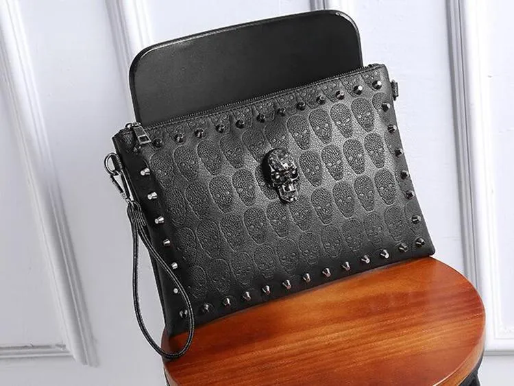 Rivets Handbag Skull Clutch Envelope Alternative Purse Bag for Girls Shoulder Bag Women-Bag